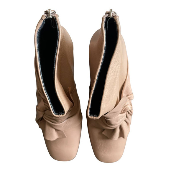 NWOT Topshop Womens Leather Side Bow Ankle Bootie Back Zip Size 6.5US Tan - Picture 5 of 8